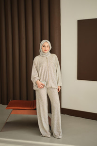 Küçük Boncuk Detaylı İkili Takım Gümüş