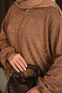 Küçük Boncuk Detaylı İkili Takım Kahverengi