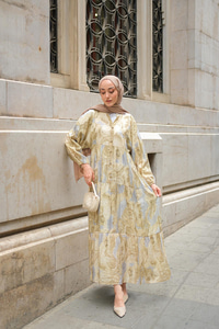 Kum Taşı Desenli Elbise Taş