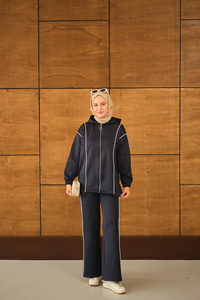 Kup Detay Biyeli Takım Lacivert