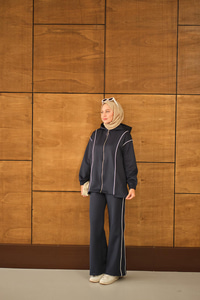 Kup Detay Biyeli Takım Lacivert