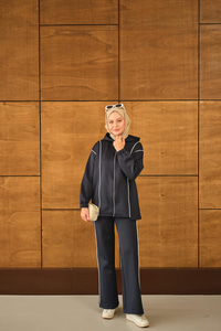 Kup Detay Biyeli Takım Lacivert