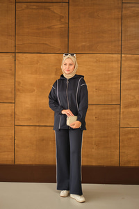 Kup Detay Biyeli Takım Lacivert