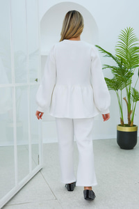 Kuplu Geniş Form Takım Ekru