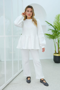 Kuplu Geniş Form Takım Ekru