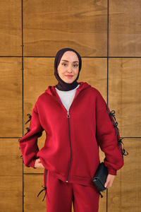 Kurdale Detaylı Takım Bordo