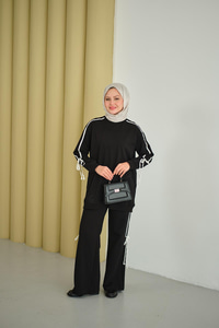 Kurdele Detay İkili Takım Siyah