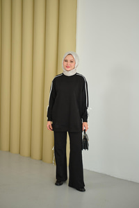 Kurdele Detay İkili Takım Siyah