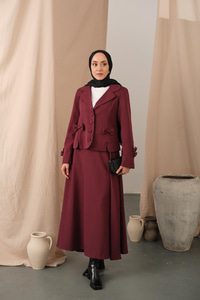 Kurdele Detaylı Takım Mürdüm