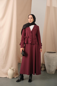 Kurdele Detaylı Takım Mürdüm