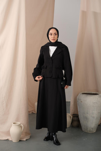 Kurdele Detaylı Takım Siyah