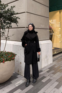 Kürk Detay Kaban Siyah