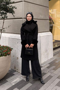 Kürk Detay Kaban Siyah