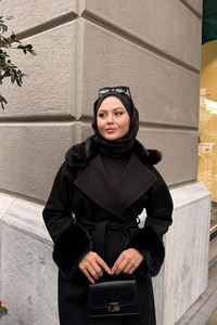 Kürk Detay Kaban Siyah