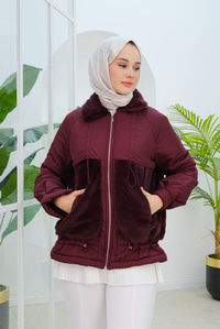 Kürk Detaylı Mont Bordo