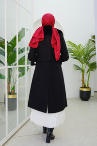 Kürk Yaka Kaban Siyah