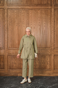 Kuş Gözü Detaylı Takım Fıstık Yeşil