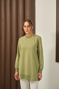 Kuş Gözü Detaylı Tunik Yeşil