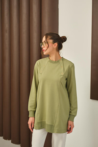 Kuş Gözü Detaylı Tunik Yeşil
