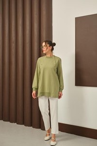 Kuş Gözü Detaylı Tunik Yeşil