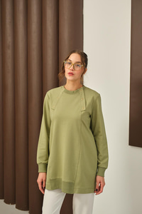 Kuş Gözü Detaylı Tunik Yeşil