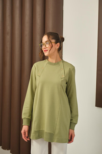 Kuş Gözü Detaylı Tunik Yeşil