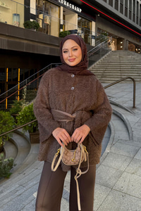 Kuşak Detaylı Hırka Kahverengi