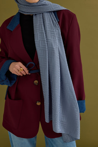 Lap Desen Şal Gök Mavi