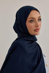 Lap Desen Şal Lacivert