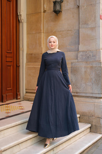 Lara Keten Elbise Lacivert