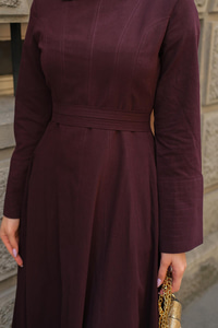 Lara Keten Elbise Mürdüm