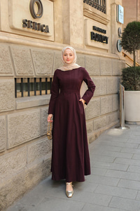 Lara Keten Elbise Mürdüm