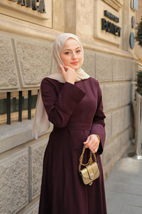 Lara Keten Elbise Mürdüm