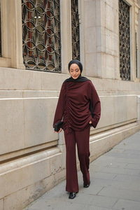 Lastik Detay İkili Takım Bordo