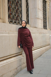 Lastik Detay İkili Takım Bordo