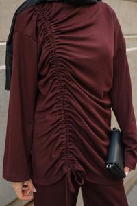 Lastik Detay İkili Takım Bordo