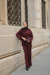 Lastik Detay İkili Takım Bordo