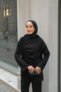 Lastik Detay İkili Takım Siyah