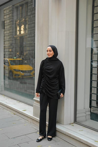 Lastik Detay İkili Takım Siyah