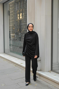 Lastik Detay İkili Takım Siyah