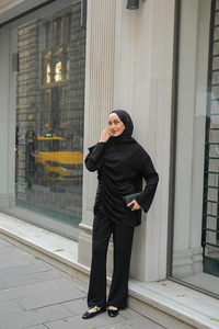 Lastik Detay İkili Takım Siyah