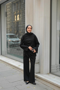 Lastik Detay İkili Takım Siyah