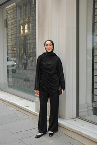 Lastik Detay İkili Takım Siyah