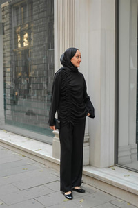 Lastik Detay İkili Takım Siyah