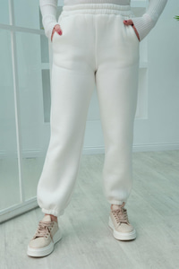 Lastik Detaylı Eşofman  Beyaz