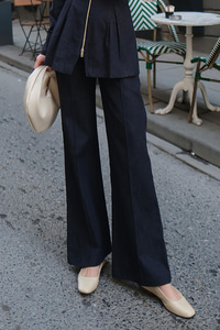 Lastikli Geniş Paça Jean Pantolon Koyu Mavi