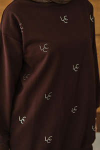 LCC Taş Detay Bisiket Yaka Sweat Kahverengi
