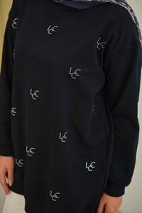 LCC Taş Detay Bisiket Yaka Sweat Lacivert