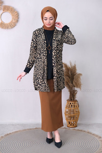 Uygun Fiyatlı LEOPAR DESEN SAL YAKA ICLI CEKET  LEOPAR | Loccomoda.com 