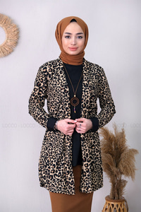 Uygun Fiyatlı LEOPAR DESEN SAL YAKA ICLI CEKET  LEOPAR | Loccomoda.com 